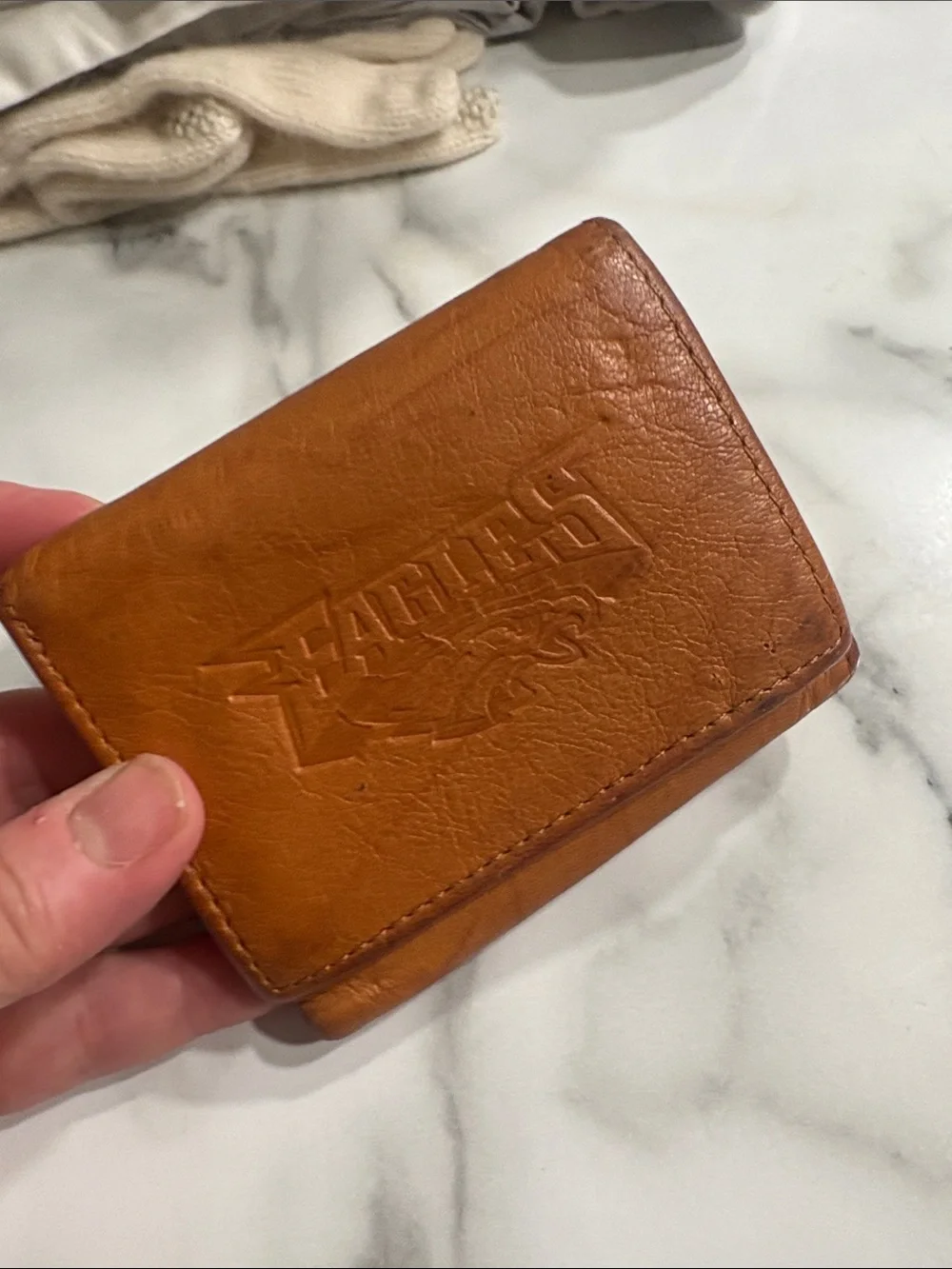 Philadelphia Eagles Tan Leather Tri Fold Wallet